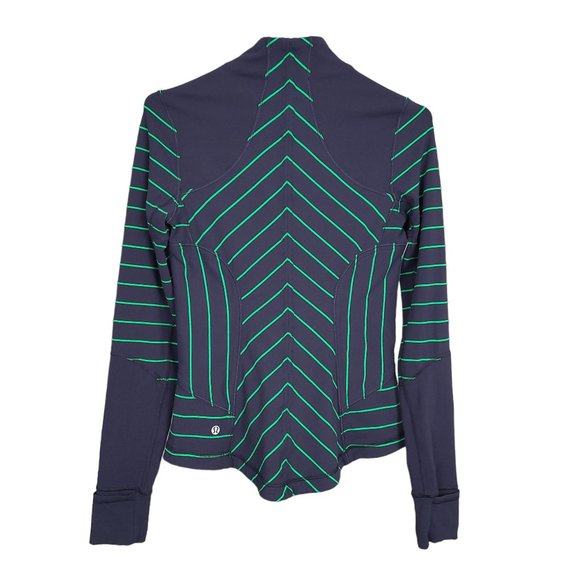 LULULEMON Women's Forme Jacket XS/S Blue Green Striped Cuffins Full Zip Inkwell - Picture 10 of 12
